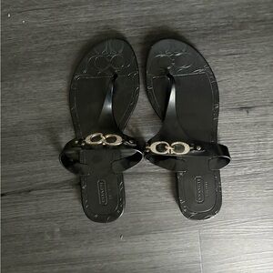 Coach Black Sandals with Silver Details